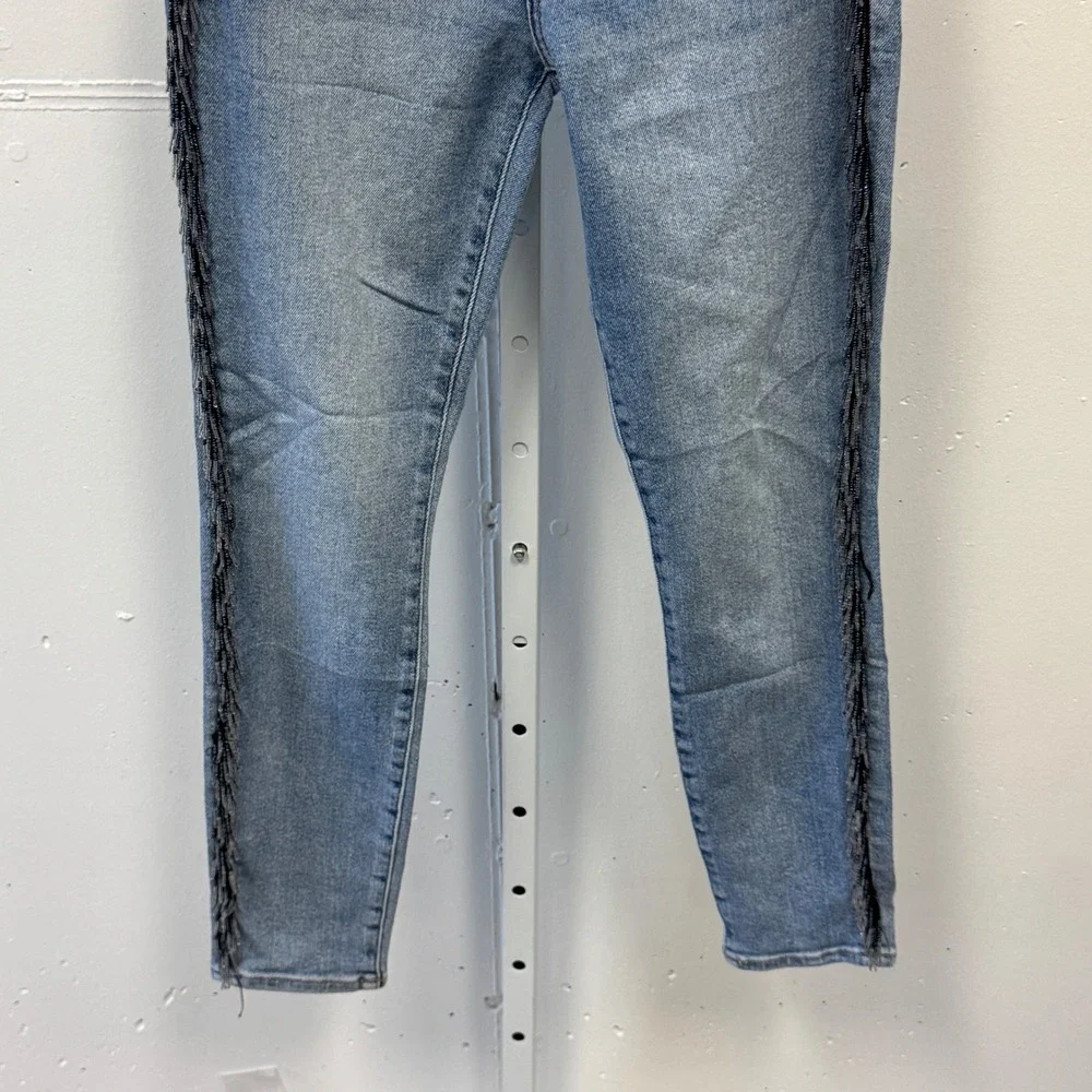 7 For All Mankind Luxe Vintage Ankle Skinny Jeans Beaded Fringe W28 Festival